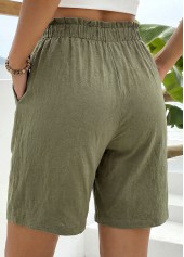 Green Elastic Waist High Waisted Shorts | thumb picture 