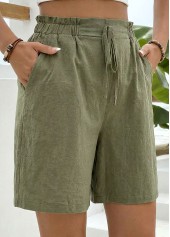 Green Elastic Waist High Waisted Shorts | thumb picture 