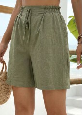 Green Elastic Waist High Waisted Shorts | thumb picture 