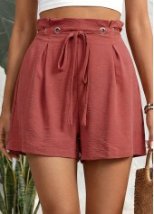 Red Wide Leg Drawastring High Waisted Shorts | thumb picture 