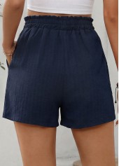 Navy Elastic Waist High Waisted Shorts | thumb picture 