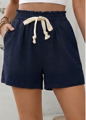 Navy Elastic Waist High Waisted Shorts | thumb picture 