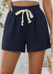 Navy Elastic Waist High Waisted Shorts | thumb picture 