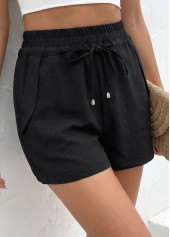 Black Elastic Waist High Waisted Shorts | thumb picture 