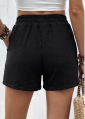 Black Elastic Waist High Waisted Shorts | thumb picture 