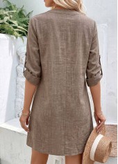 Gray Brown Short Tummy Coverage Bracelet Sleeve Dress | thumb picture 