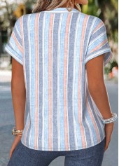 Multi Color Tummy Coverage Short Sleeve Split Neck Blouse | thumb picture 