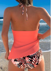 Coral Mid Waisted Two-piece Floral Print Tankini Set | thumb picture 