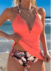 Coral Mid Waisted Two-piece Floral Print Tankini Set | thumb picture 
