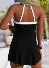Black Mid Waisted Lace Up Tankini Set | thumb picture 