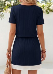 Navy Short Fake 2in1 Round Neck Dress | thumb picture 