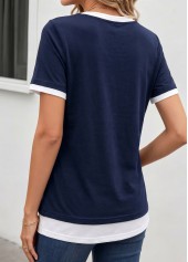 Navy Fake 2in1 Short Sleeve Round Neck T Shirt | thumb picture 
