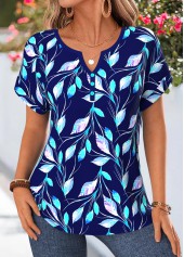 Multi Color Floral Print Tummy Coverage Short Sleeve Blouse | thumb picture 