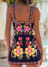 Black Layered Floral Print One Piece Swimdress | thumb picture 