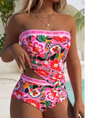 Pink Mid Waisted Tummy Coverage Tankini Set