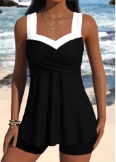 Black Mid Waisted Bandeau Tankini Set | thumb picture 