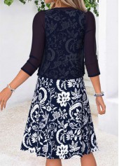 Navy Tribal Print Two-piece Short Sleeve Dress and Cardigan | thumb picture 