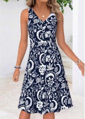 Navy Tribal Print Two-piece Short Sleeve Dress and Cardigan | thumb picture 