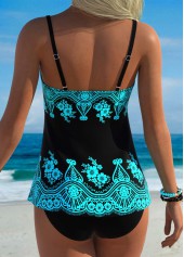 Cyan Tummy Coverage Floral Print Tankini Top-No Bottom | picture 3