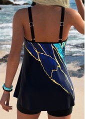 Blue Tummy Coverage Marble Print Tankini Top-No Bottom | thumb picture 