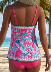Hot Pink Mid Waisted Tummy Coverage Tankini Set | thumb picture 