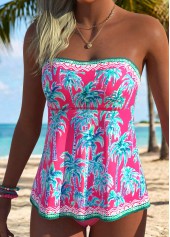 Hot Pink Mid Waisted Tummy Coverage Tankini Set | thumb picture 