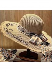 Light Camel Letter Print Straw Hat