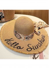 Light Camel Letter Print Straw Hat | thumb picture 