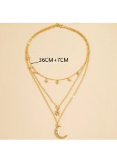 Golden Color Moon Alloy Detail Necklace | thumb picture 