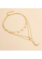 Golden Color Moon Alloy Detail Necklace | thumb picture 