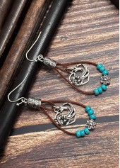 Cyan Hollow Droplet Design Turquoise Earrings
