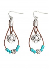 Cyan Hollow Droplet Design Turquoise Earrings | thumb picture 