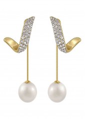 White Pearl Design Asymmetrical Alloy Earrings | thumb picture 