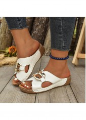White Peep Toe Low Heel Sliders | thumb picture 
