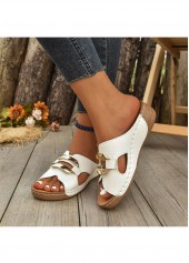White Peep Toe Low Heel Sliders | thumb picture 
