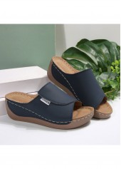 Blue Peep Toe Low Heel Sliders | thumb picture 