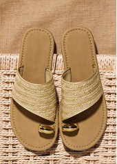 Golden Color Toe Post Falt Slippers | thumb picture 