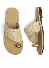 Golden Color Toe Post Falt Slippers | thumb picture 