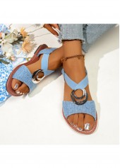 Blue Color Denim Point Toe Falt | thumb picture 