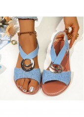 Blue Color Denim Point Toe Falt | thumb picture 