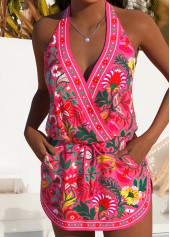 Hot Pink High Waisted Fake 2in1 Tankini Set | thumb picture 