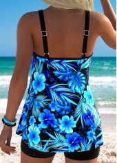 Cyan Tummy Coverage Tropical Plants Print Tankini Top-No Bottom | picture 2