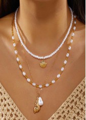 Beige Color Shell Alloy Detail Necklace | thumb picture 