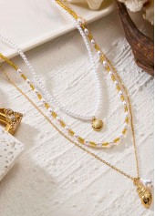 Beige Color Shell Alloy Detail Necklace | thumb picture 