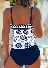 Black High Waisted Patchwork Geometric Print Tankini Set | thumb picture 