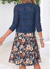 Multi Color Floral Print Two-piece Dress and Cardigan | thumb picture 