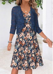 Multi Color Floral Print Two-piece Dress and Cardigan | thumb picture 