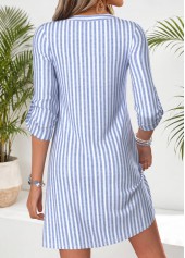 Blue Striped Short Tummy Coverage Long Sleeve Dress | thumb picture 