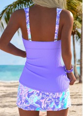 Purple Mid Waisted Marine Life Print Tankini Set | thumb picture 