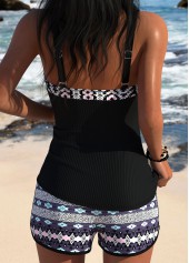 Black Mid Waisted Tribal Print Tankini Set | thumb picture 